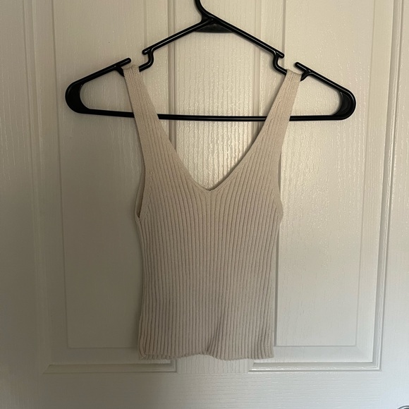 Essentials Cream Ribbed Tank Top - Picture 3 of 3